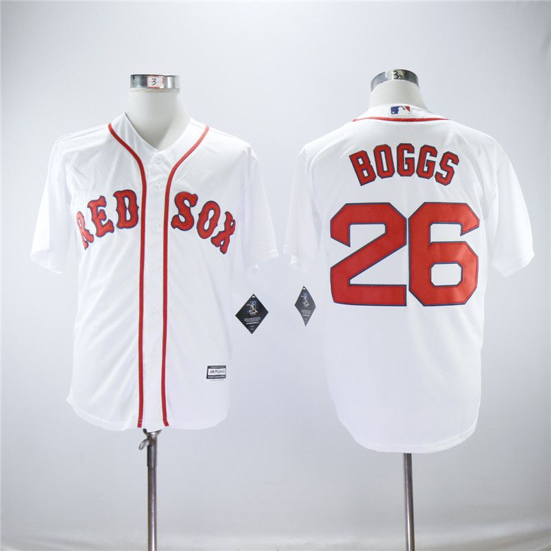 Men Boston Red Sox 26 Boggs White Game MLB Jerseys